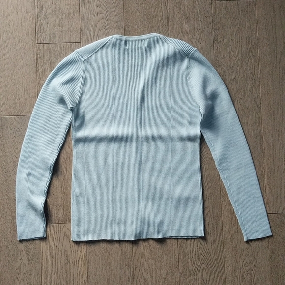 Light Blue 100% Cotton Button-up Ribbed Knit Cardigan - Picture 2 of 5